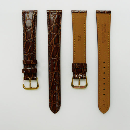 Crocodile Watch Grain Strap For Men 20 MM Band Black Color, XL Size, Watch Band Replacement - Universal Jewelers & Watch Tools Inc.