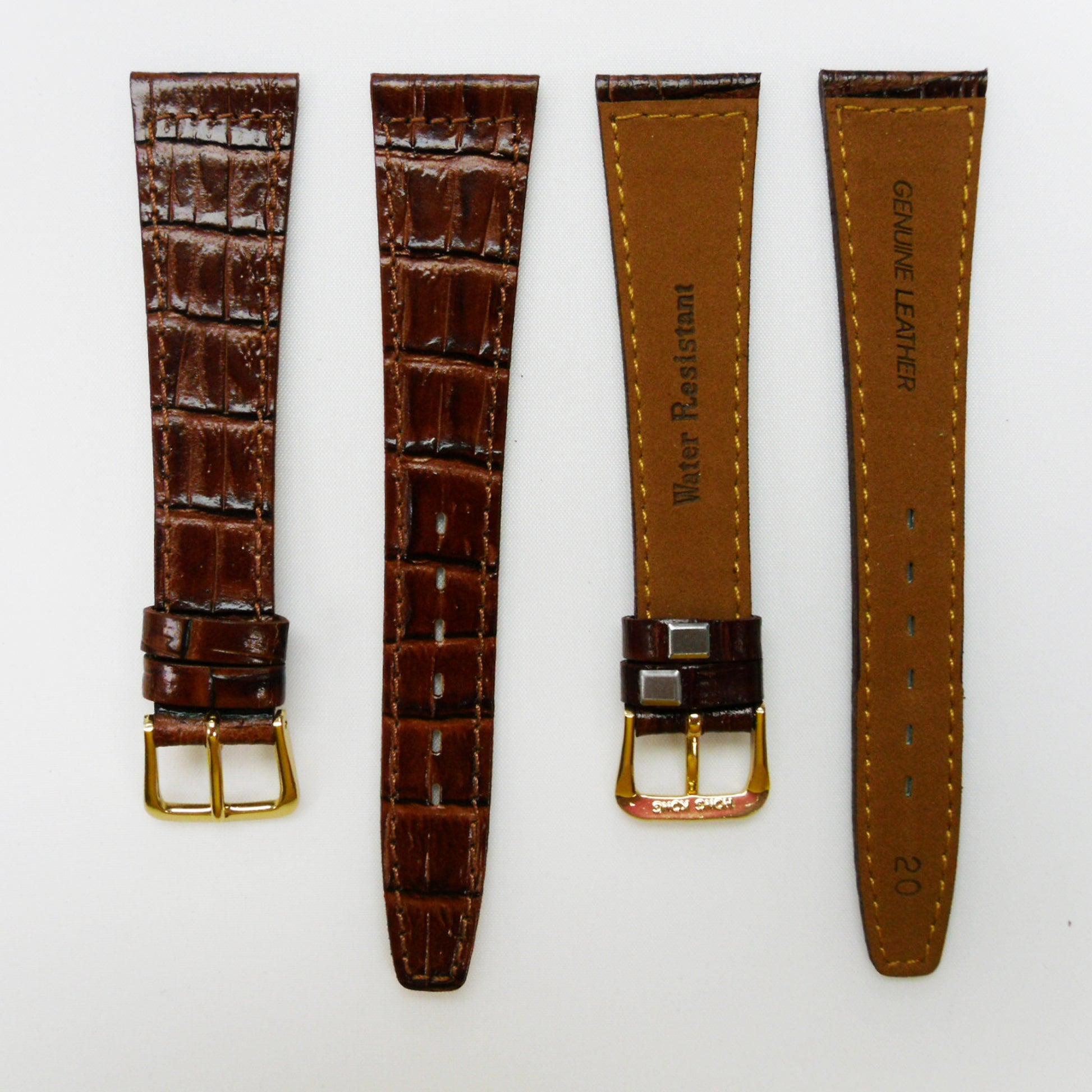 Crocodile Watch Grain Strap For Men 16 MM and 20 MM Band Brown Color, Regular Size, Watch Band Replacement - Universal Jewelers & Watch Tools Inc.