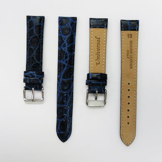 Crocodile Watch Grain Strap For Men 20 MM and 22 MM Band Dark Blue Color, Regular Size, Watch Band Replacement - Universal Jewelers & Watch Tools Inc.