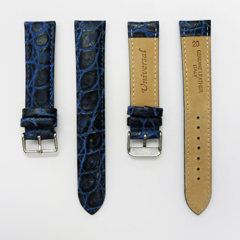 Load image into Gallery viewer, Crocodile Watch Grain Strap For Men 20 MM and 22 MM Band Dark Blue Color, Regular Size, Watch Band Replacement
