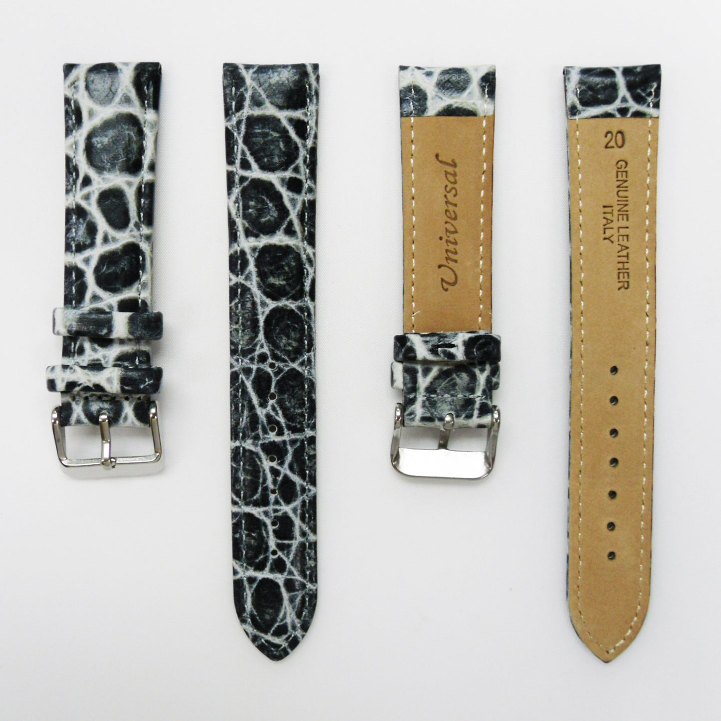 Crocodile Watch Grain Strap For Men 20 MM and 22 MM Band Grey Color, Regular Size, Watch Band Replacement