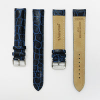 Crocodile Watch Grain Strap For Men 22 MM and 24 MM Band, Blue Color, XXL Size, Watch Band Replacement