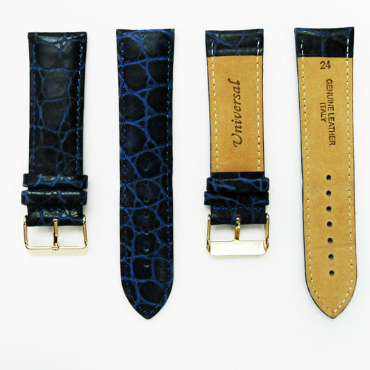 Crocodile Watch Grain Strap For Men 24 MM and 26 MM Band, Blue Color, Regular Size, Watch Band Replacement - Universal Jewelers & Watch Tools Inc.