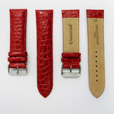 Crocodile Watch Grain Strap For Men 24 MM and 26 MM Band, Red Color, Regular Size, Watch Band Replacement