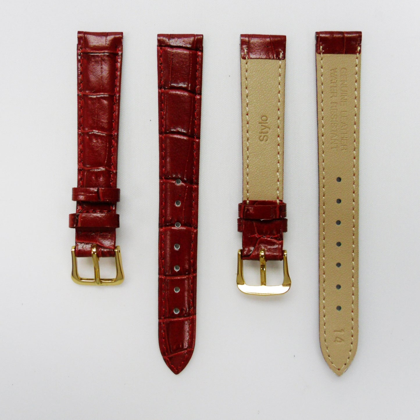 Crocodile Watch Grain Strap For Men and Women 12 MM and 14 MM Band Red Color, Regular Size, Watch Band Replacement - Universal Jewelers & Watch Tools Inc.