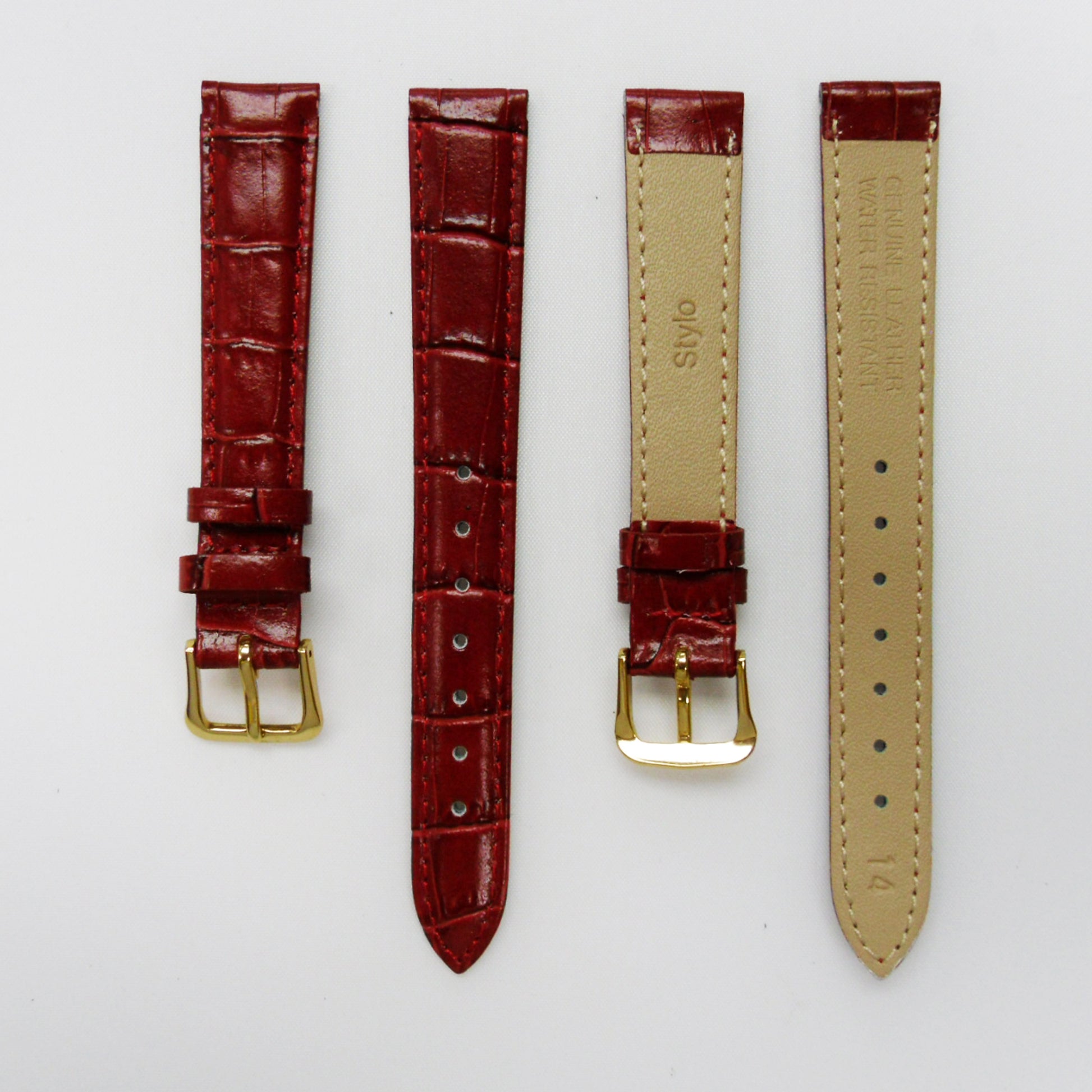 Crocodile Watch Grain Strap For Men and Women 12 MM and 14 MM Band Red Color, Regular Size, Watch Band Replacement - Universal Jewelers & Watch Tools Inc.