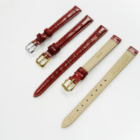 Crocodile Watch Grain Strap For Men and Women 8 MM, 10 MM Band Red Color, Regular Size, Watch Band Replacement