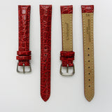 Crocodile Watch Grain Strap For Men and Women 8 MM, 10 MM, 12 MM and 14 MM Band Red, Regular Size, Watch Band Replacement