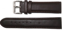 Genuine Leather Watch Band, Black Padded, Stitched, 16MM, Regular Length, Golden  Buckle