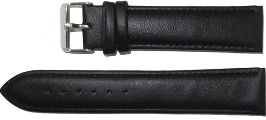 Genuine Leather Watch Band 8-28mm Padded Classic Plain Grain Stitched Black Brown - Universal Jewelers & Watch Tools Inc. 