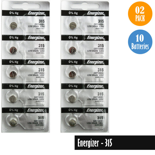 Energizer-315 Watch Battery, 1 Pack 5 batteries, Replaces SR716SW