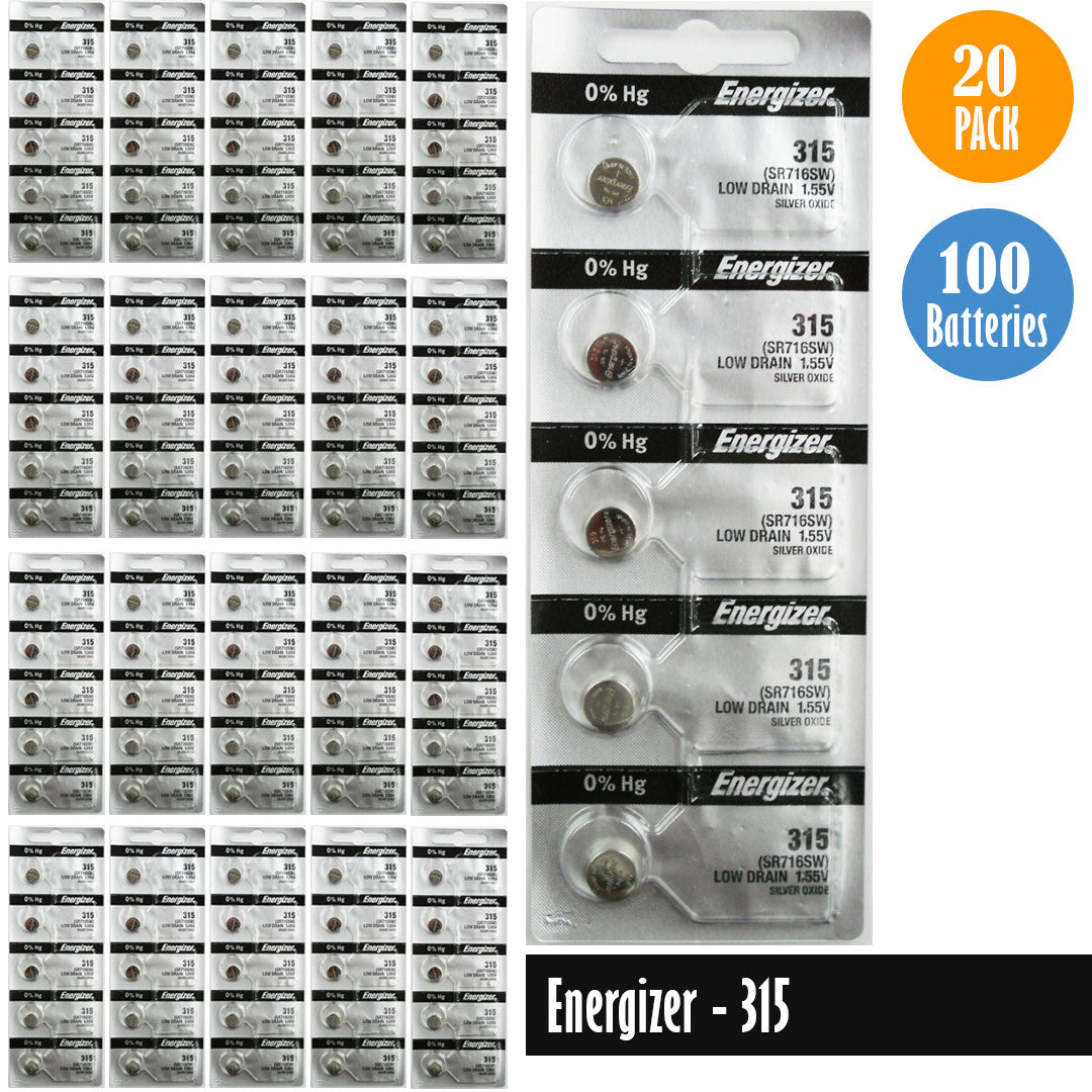 Energizer-315 Watch Battery, 1 Pack 5 batteries, Replaces SR716SW