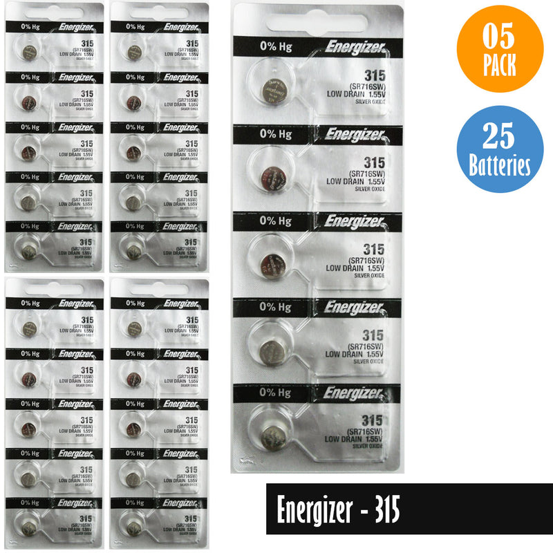 Load image into Gallery viewer, Energizer-315 Watch Battery, 1 Pack 5 batteries, Replaces SR716SW
