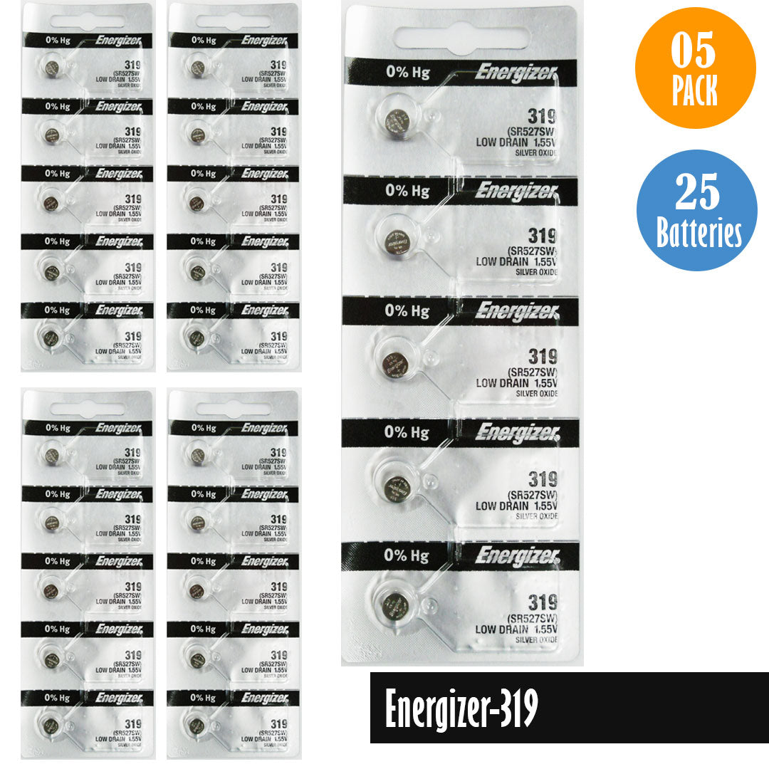 Energizer-319, 1 Pack 5 Batteries, Replaces SR527SW