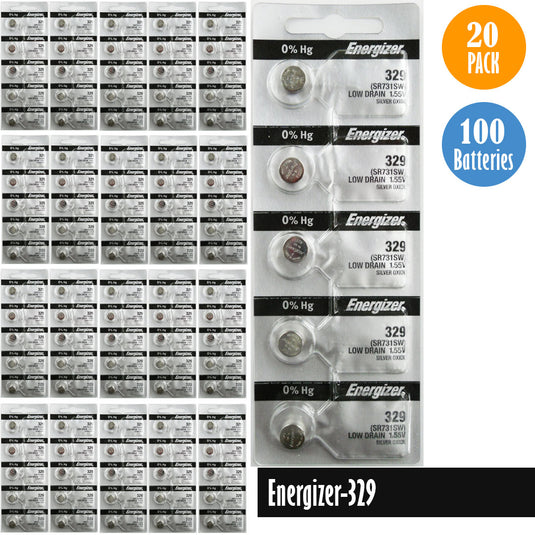 Energizer-329 Watch Battery, 1 Pack 5 batteries, Replaces SR731SW