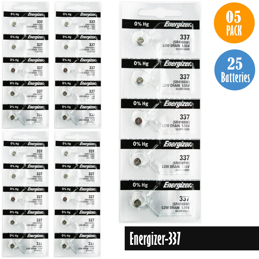 Energizer 337 Watch Battery Replacement, 1 Pack of 5 batteries, SR416SW