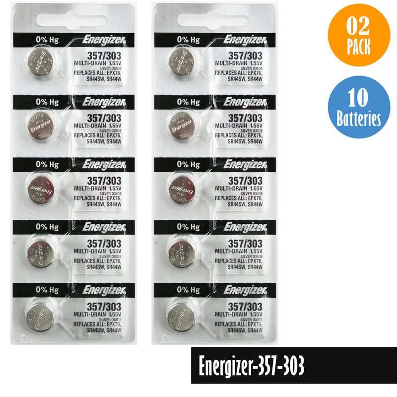 Load image into Gallery viewer, Energizer-357-303 Watch Battery, 1 Pack 5 batteries, Replaces SR44SW, SR44W, EPX76
