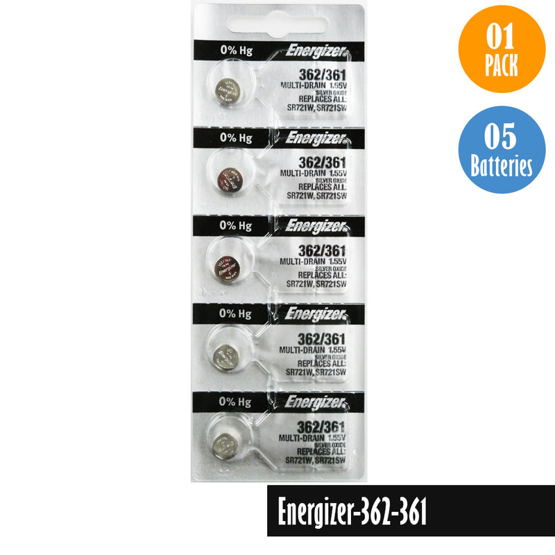 Load image into Gallery viewer, Energizer-362-361 Watch Battery, 1 Pack 5 batteries, Replaces SR721SW, SR721W - Universal Jewelers &amp; Watch Tools Inc. 
