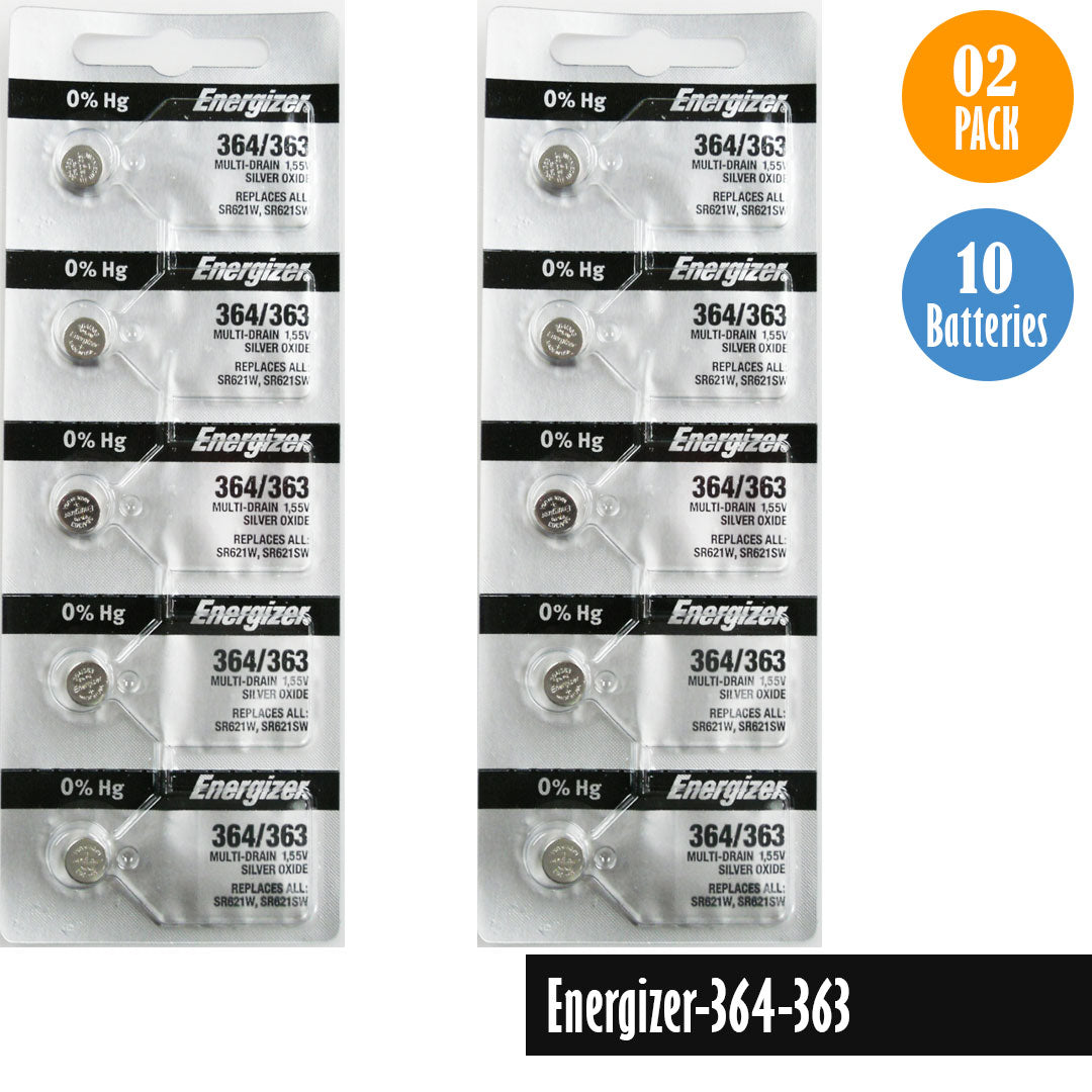 Energizer-364-363 Watch Battery, 1 Pack 5 batteries, Replaces SR621W, SR621SW