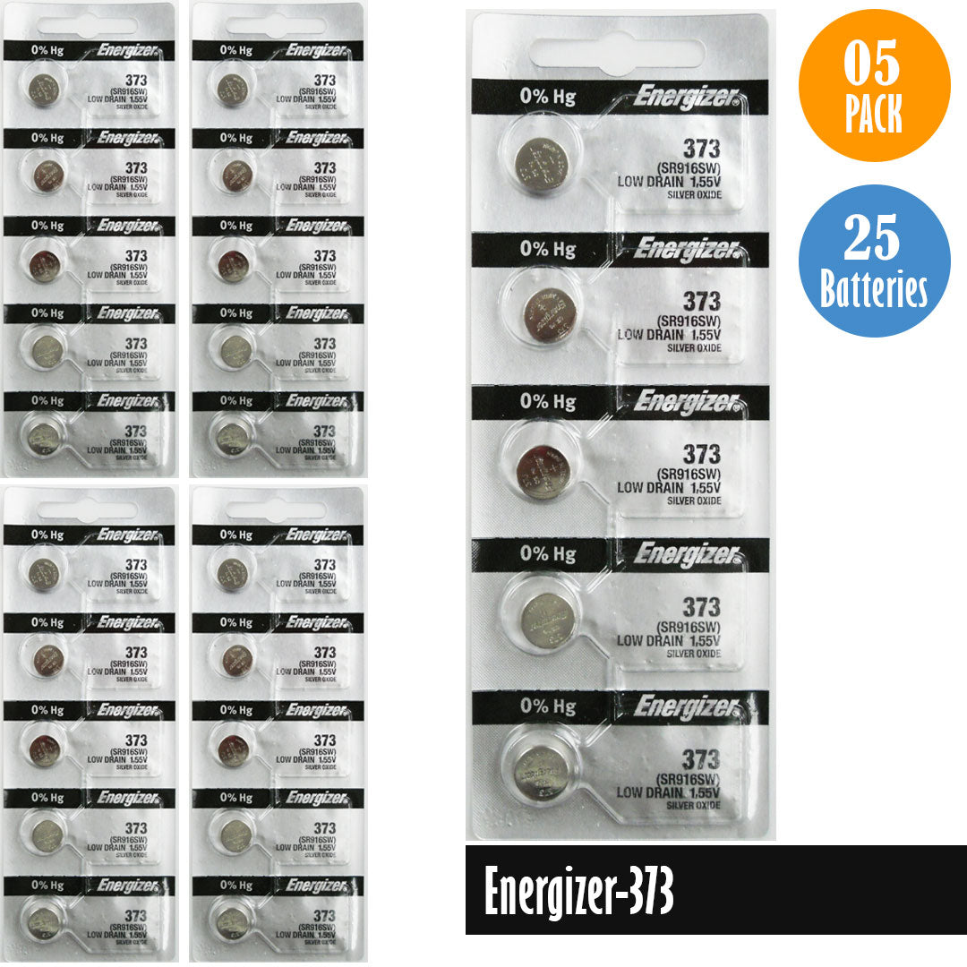 Energizer-373 1 Watch Battery, 1 Pack 5 batteries, Replaces all SR916SW