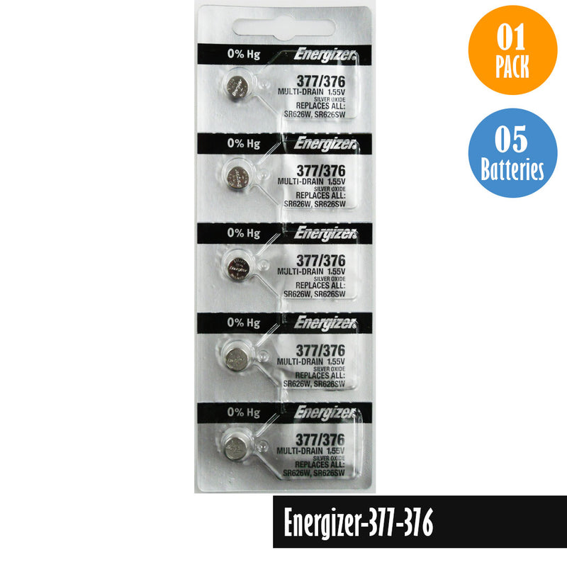 Load image into Gallery viewer, Energizer-377-376 Watch Battery, 1 Pack 5 batteries, Replaces all SR626W, SR626SW - Universal Jewelers &amp; Watch Tools Inc. 
