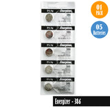 Energizer-386 Watch Battery, 1 Pack 5 batteries, Replaces all 301, 186, SR43W, SR143SW - Universal Jewelers & Watch Tools Inc. 