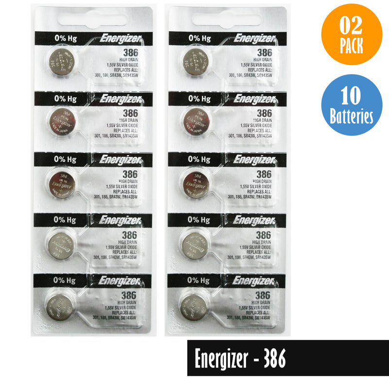 Load image into Gallery viewer, Energizer-386 Watch Battery, 1 Pack 5 batteries, Replaces all 301, 186, SR43W, SR143SW
