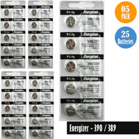 Energizer-390-389 Watch Battery, 1 Pack 5 batteries, Replaces all SR1130SW, SR1130W