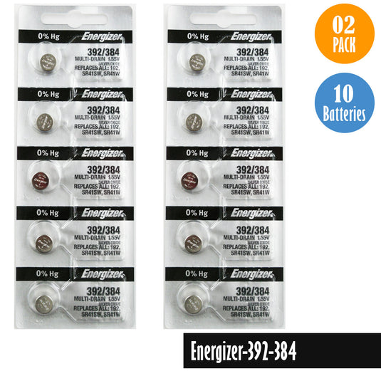 Energizer-392-384 Watch Battery, 1 Pack 5 batteries, Replaces all 192, SR41SW, SR41W