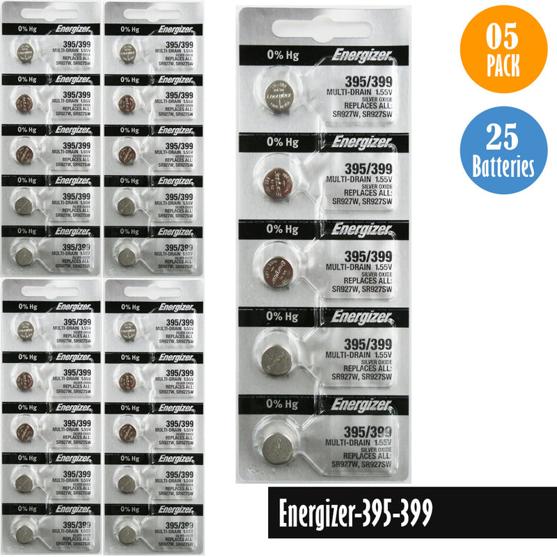 Load image into Gallery viewer, Energizer-395-399 Watch Battery, 1 Pack 5 batteries, Replaces all SR927W, SR927SW
