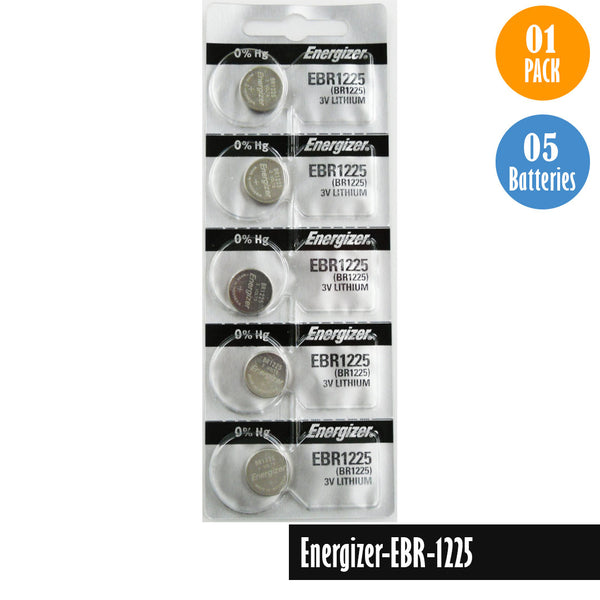 Energizer-EBR-1225 Watch Battery, 1 Pack 5 batteries, Replaces all BR1225 - Universal Jewelers & Watch Tools Inc. 