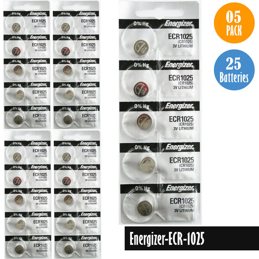 Energizer-ECR-1025 Watch Battery, 1 Pack 5 batteries, Replaces all CR1025