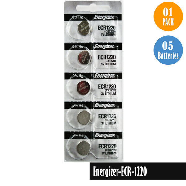 Energizer-ECR-1220 Watch Battery, 1 Pack 5 batteries, Replaces all CR1220 - Universal Jewelers & Watch Tools Inc. 