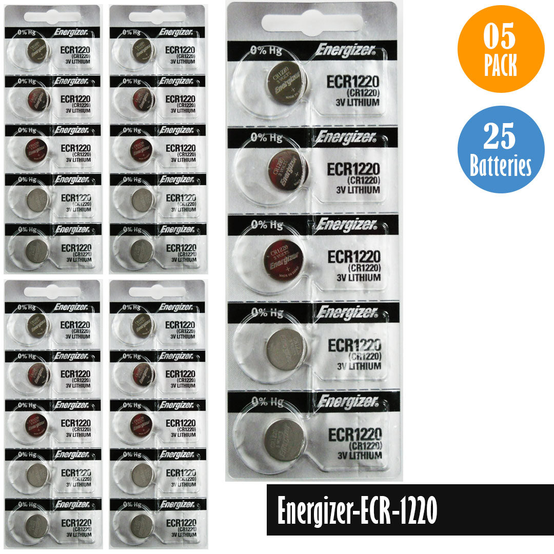 Energizer-ECR-1220 Watch Battery, 1 Pack 5 batteries, Replaces all CR1220