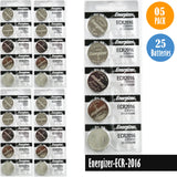 Energizer-ECR-2016 Watch Battery, 1 Pack 5 batteries, Replaces all CR2016