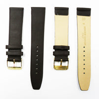 Genuine Leather Watch Band, Plain Dark Brown, Non Stitches, 16MM and 20MM, Regular Size, Stainless Steel Golden Buckle
