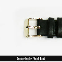 Genuine Leather Watch Band, Black Padded, Stitched, Black Thread, 16MM, Regular Length, Golden  Buckle - Universal Jewelers & Watch Tools Inc. 