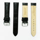 Genuine Leather Watch Band, Black Alligator Straps, Padded, Black Stitches, 20MM, Regular Size, Stainless Steel Silver and Gold Buckle