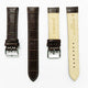 Genuine Leather Watch Band, Dark Brown Alligator Straps, Padded, Brown and White Stitches, 20MM, Regular Size, Stainless Steel Silver and Gold Buckle