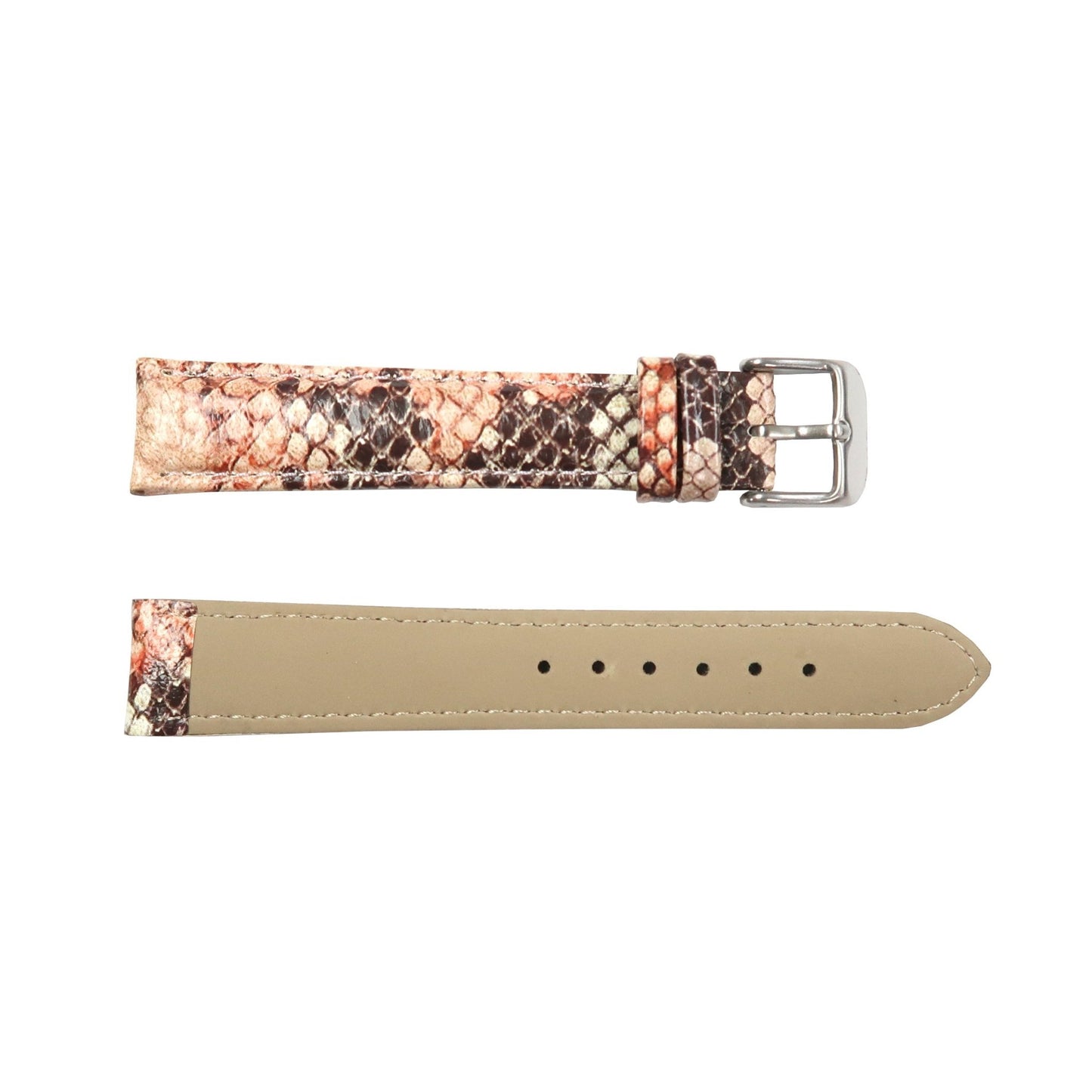 Genuine Leather Watch Band 18mm Padded Lizard Grain Stitched Multibrown - Universal Jewelers & Watch Tools Inc.