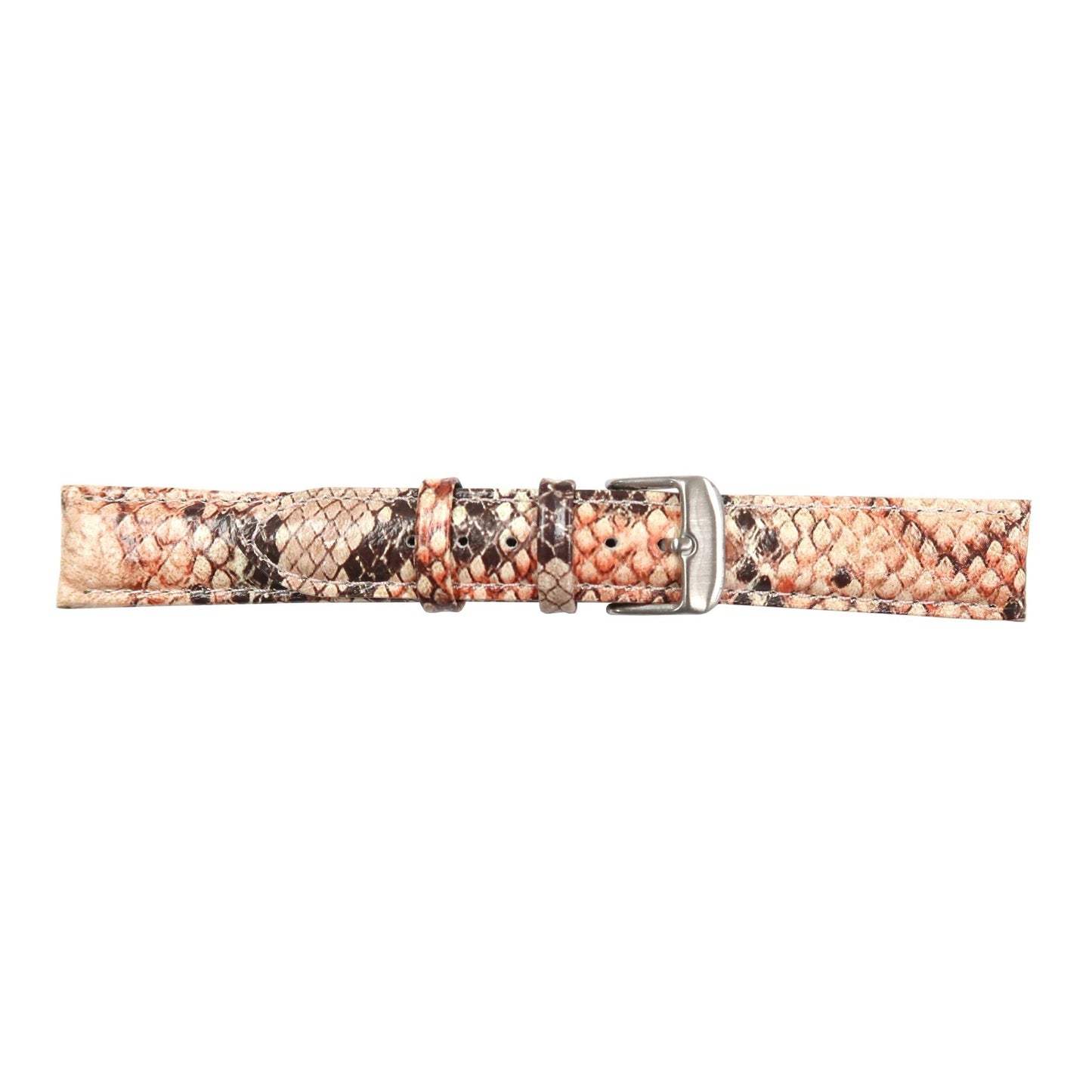 Genuine Leather Watch Band 18mm Padded Lizard Grain Stitched Multibrown - Universal Jewelers & Watch Tools Inc.