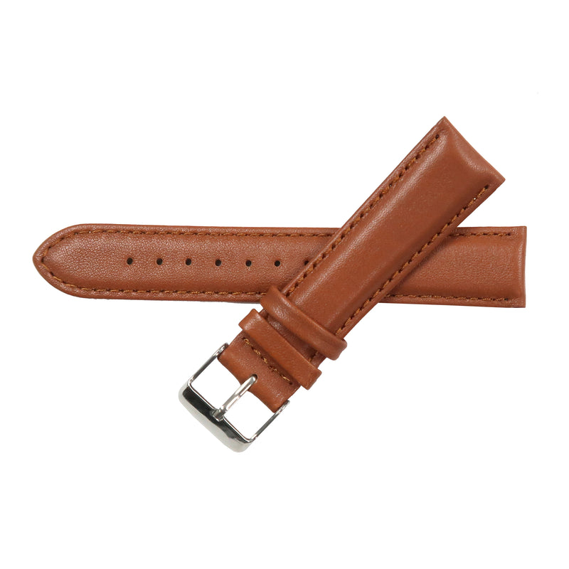 Load image into Gallery viewer, Genuine Leather Watch Band 20mm Padded Classic Plain Grain Stitched Light Brown - Universal Jewelers &amp; Watch Tools Inc. 
