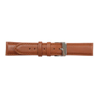 Genuine Leather Watch Band 20mm Padded Classic Plain Grain Stitched Light Brown - Universal Jewelers & Watch Tools Inc. 