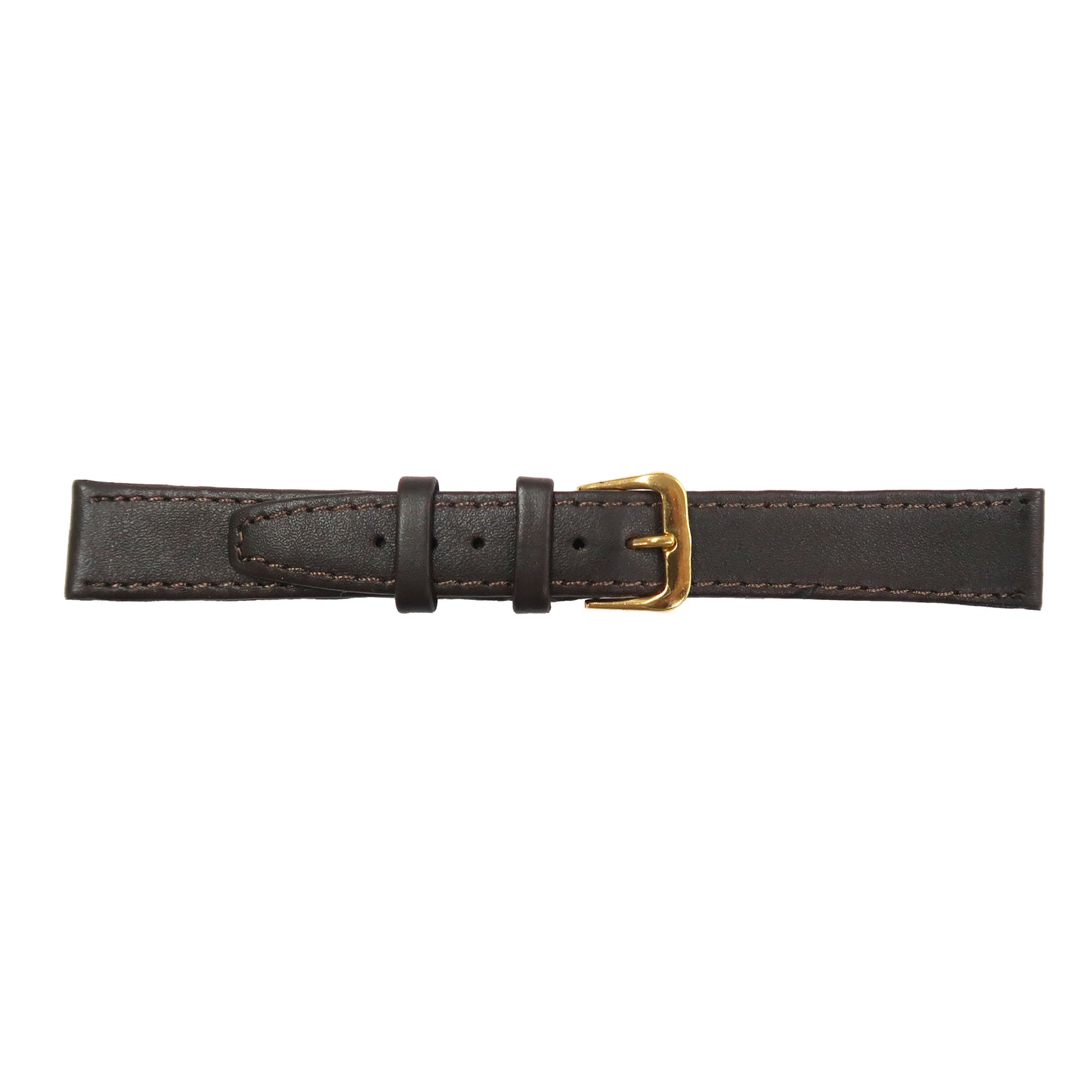 Genuine Leather Watch Band 16-20mm Flat Classic Plain Grain Stitched Brown Light Brown - Universal Jewelers & Watch Tools Inc. 