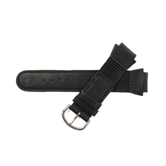 Men's Swiss Army Style Leather Watchband 18mm Black Nylon & Leather Strap with buckle - Universal Jewelers & Watch Tools Inc. 