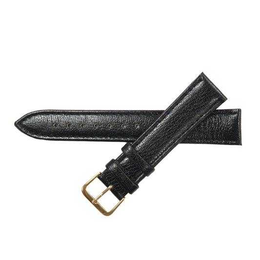 Genuine Leather Watch Band 18mm Plain Grain Stitched Band in Black - Universal Jewelers & Watch Tools Inc. 