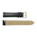 Genuine Leather Watch Band 18mm Plain Grain Stitched Band in Black - Universal Jewelers & Watch Tools Inc. 