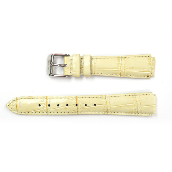 Genuine Leather Watch Band 15mm Padded Alligator Grain Stitched Band in Yellow, Pink and Light Green - Universal Jewelers & Watch Tools Inc. 