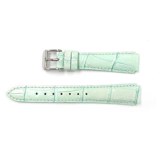 Genuine Leather Watch Band 15mm Alligator Grain  Padded, Stitched Yellow, Pink and Light Green - Universal Jewelers & Watch Tools Inc. 