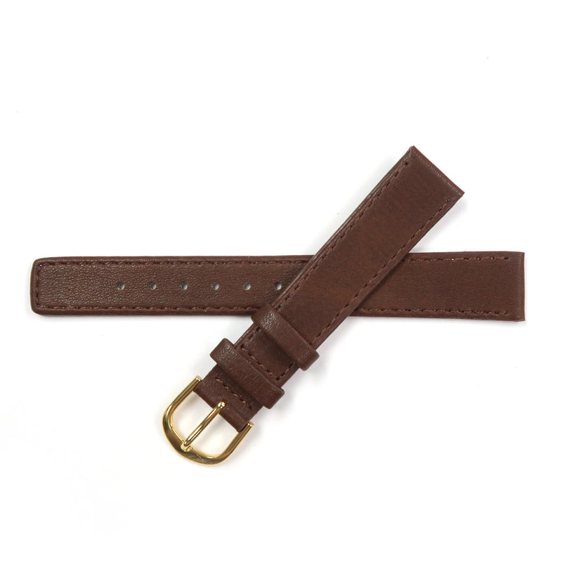 Load image into Gallery viewer, Genuine Leather Watch Band 16, 18mm Plain Grain Stitched Band in Black and Brown - Universal Jewelers &amp; Watch Tools Inc. 
